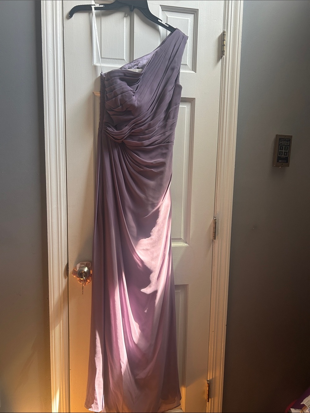 Monique Lhuillier One-Shoulder Lavender Gown